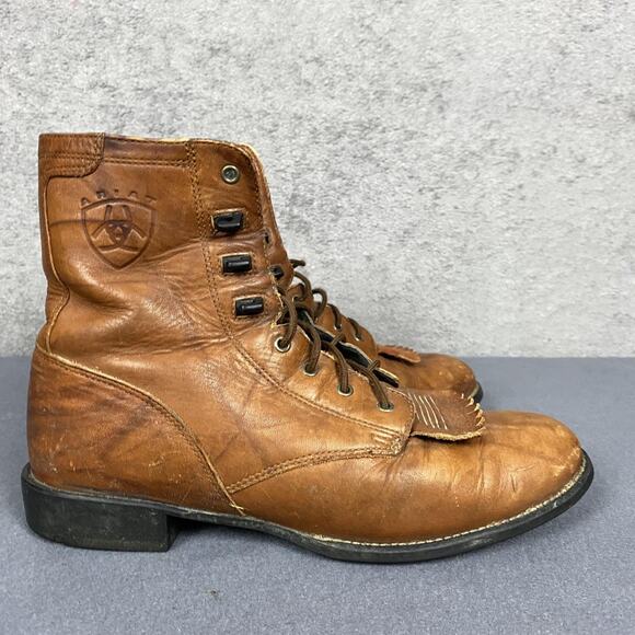 Ariat Boots Womens Size 8.5 Brown Leather Ankle Paddock Riding Lace Up Kiltie - Picture 9 of 11